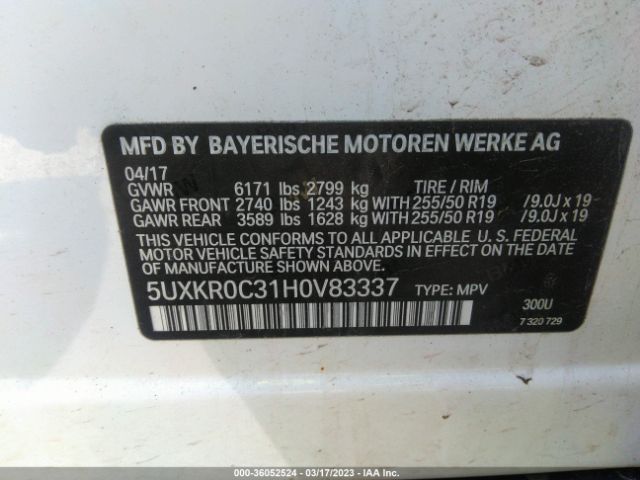 5UXKR0C31H0V83337 BMW X5 Xdrive35i