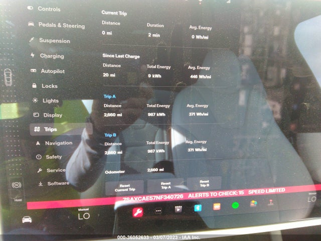 2022 TESLA MODEL X VIN: 7SAXCAE57NF340726