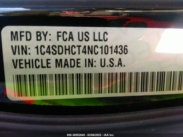 2022 Dodge Durango, VIN: 1C4SDHCT4NC101436