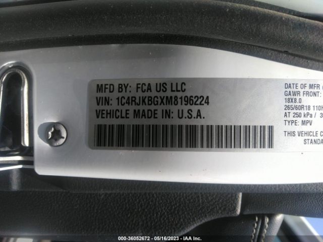 1C4RJKBGXM8196224 Jeep Grand Cherokee L Limited
