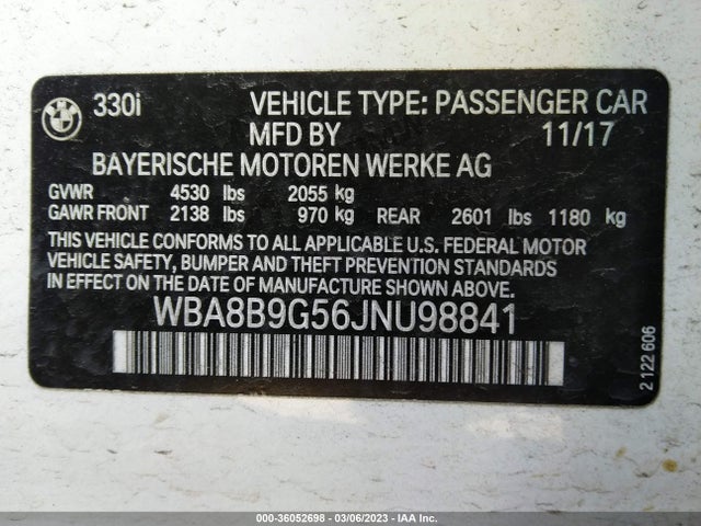 BMW 3 Series 330i 2018 WBA8B9G56JNU98841 Image 10