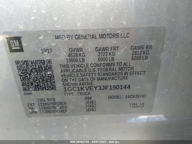 Chevrolet Silverado 2500hd Lt 2018 1GC1KVEY3JF150144 Image 10