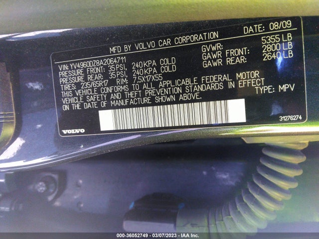 Volvo Xc60 3.2l 2010 YV4960DZ8A2064711 Image 10