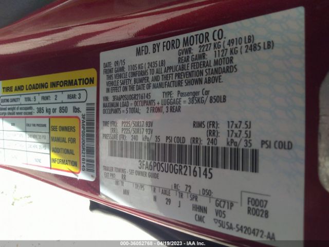 Ford Fusion Energi Titanium 2016 3FA6P0SU0GR216145 Image 10