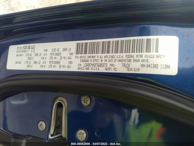 RAM 1500 Laramie 2015 1C6RR7NM2FS685673 Image 10