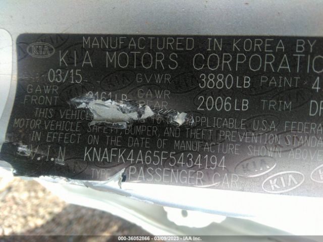 KNAFK4A65F5434194 KIA FORTE LX