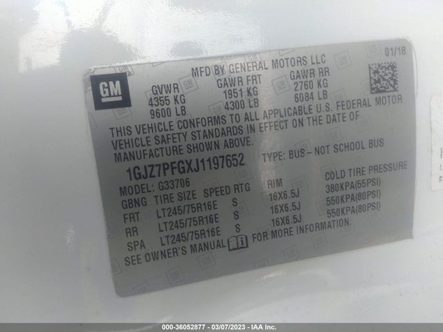 2018 GMC Savana, VIN: 1GJZ7PFGXJ1197652