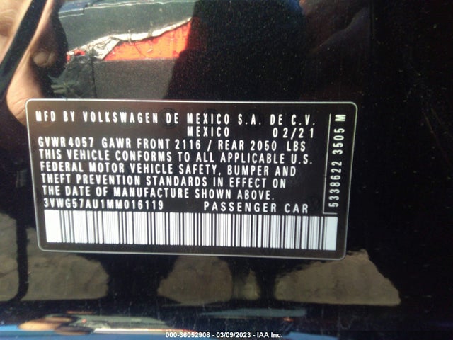 2021 Volkswagen Golf, VIN: 3VWG57AU1MM016119