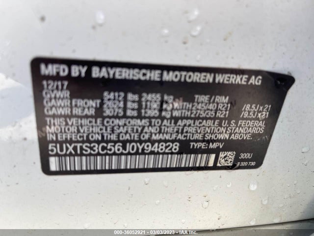 BMW X3 M40i 2018 5UXTS3C56J0Y94828 Image 9