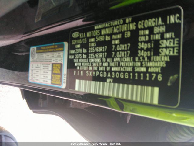 5XYPGDA30GG111176 KIA SORENTO LX