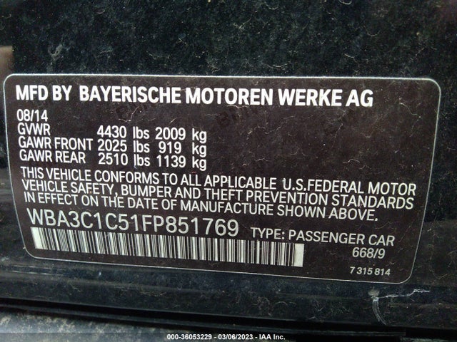 BMW 3 Series 328i 2015 WBA3C1C51FP851769 Image 9
