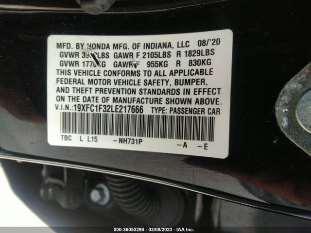 Honda Civic Sedan Ex 2020 19XFC1F32LE217666 Image 9