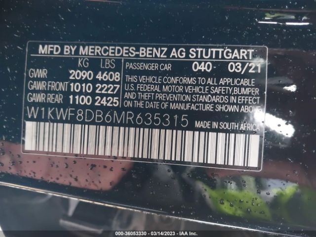 W1KWF8DB6MR635315 Mercedes-Benz C-class C 300