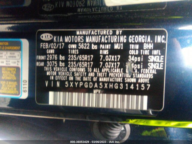 5XYPGDA5XHG314157 KIA Sorento Lx V6