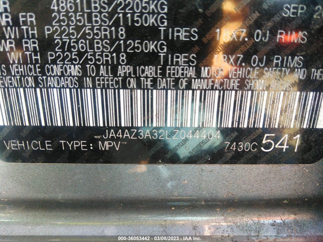 JA4AZ3A32LZ044404 Mitsubishi Outlander Es/se/sel/le/sp