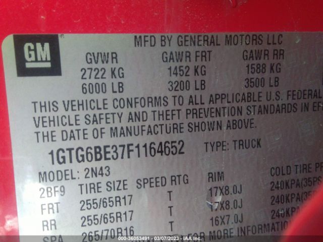 1GTG6BE37F1164652 GMC Canyon 4wd Sle