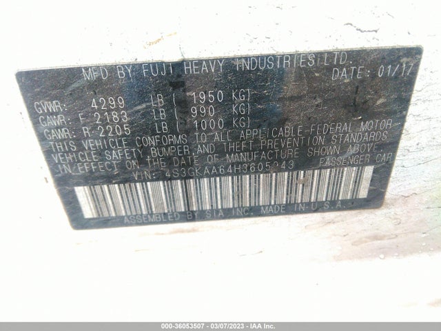 4S3GKAA64H3605943 Subaru Impreza