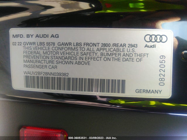 WAUV2BF28NN039382 Audi A7 Prestige