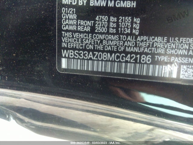2021 BMW M4, VIN: WBS33AZ08MCG42186