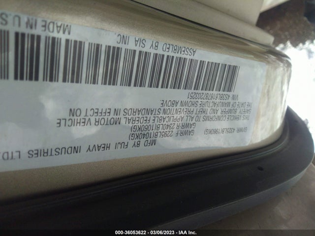 2008 SUBARU LEGACY VIN: 4S3BL616787203251