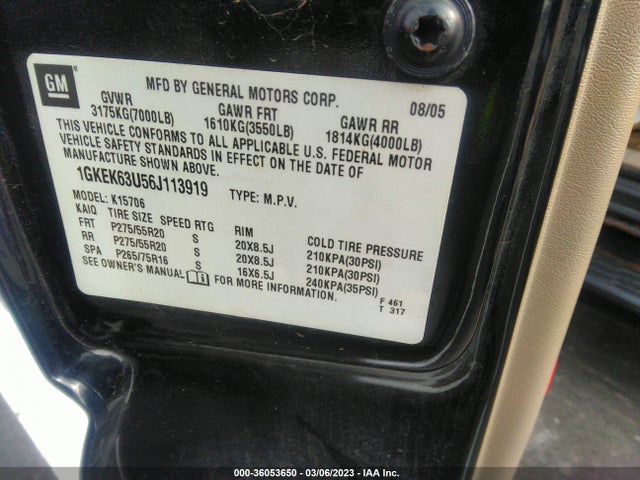 GMC YUKON DENALI 2006 1GKEK63U56J113919 Image 11