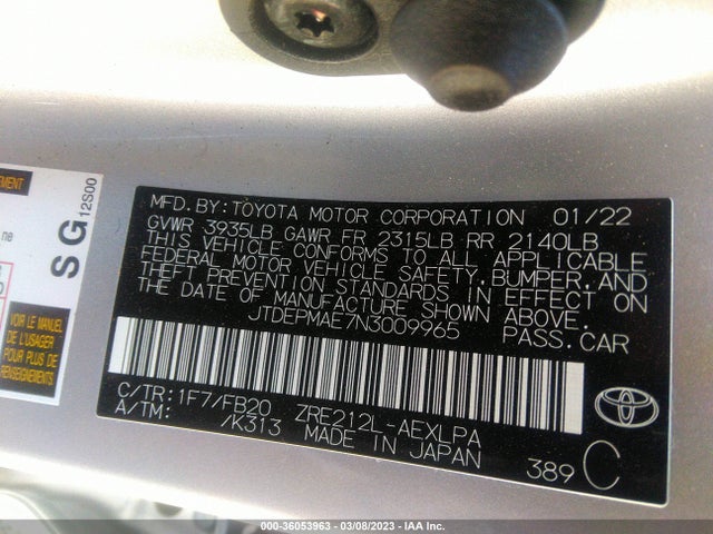 Toyota COROLLA LE 2022 JTDEPMAE7N3009965 Image 9