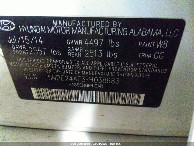 Hyundai Sonata 2.4l Se 2015 5NPE24AF3FH038683 Image 9