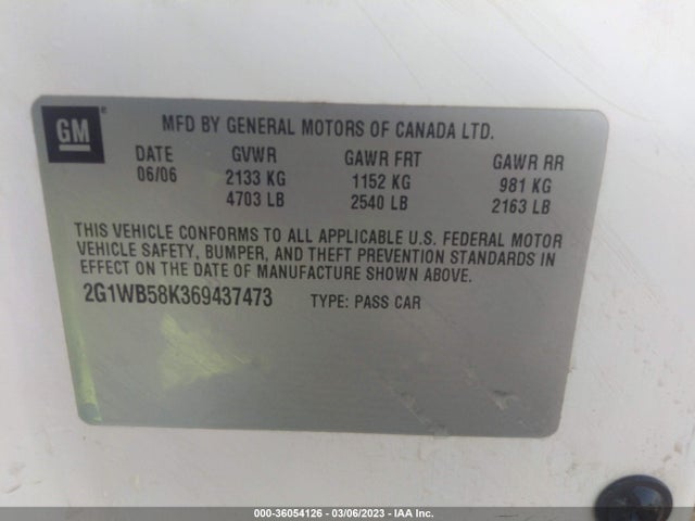 Chevrolet IMPALA LS 2006 2G1WB58K369437473 Image 10