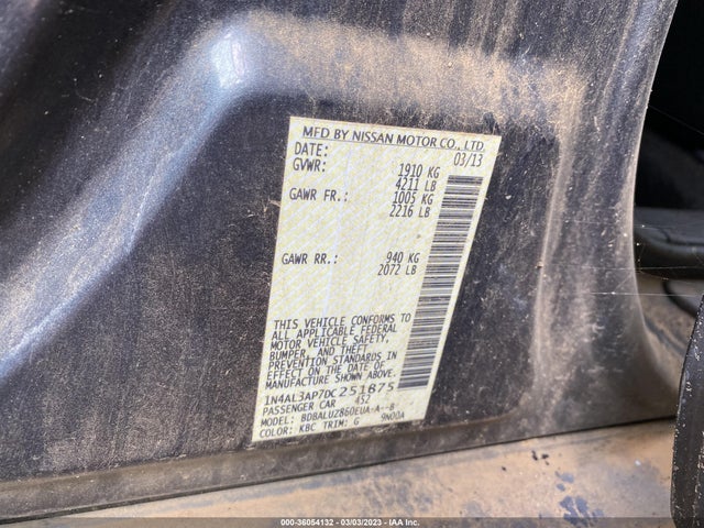 2013 NISSAN ALTIMA VIN: 1N4AL3AP7DC251875