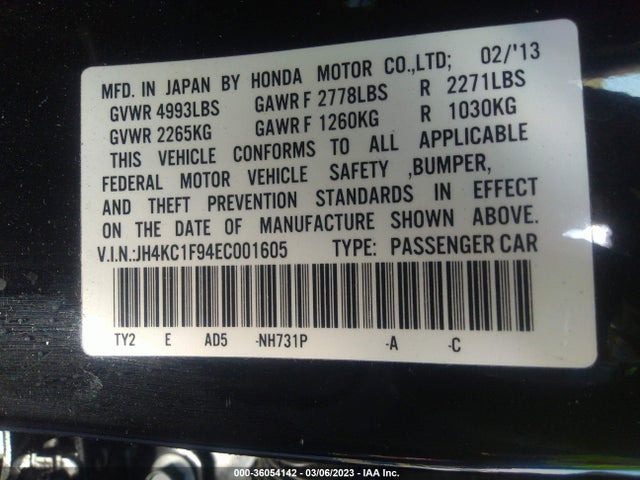 2014 Acura RLX, VIN: JH4KC1F94EC001605