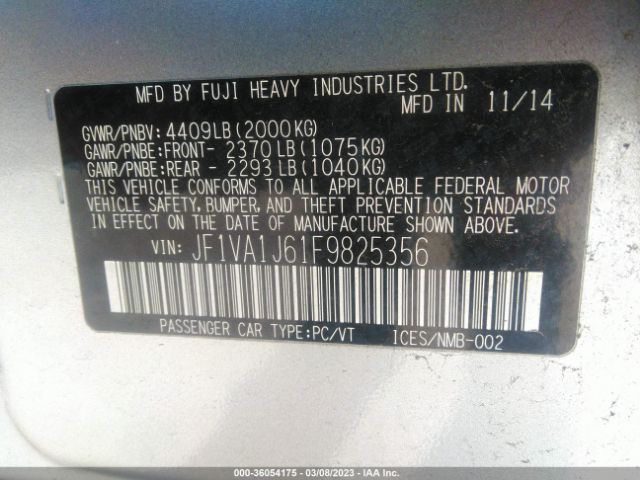 JF1VA1J61F9825356 Subaru Wrx Limited