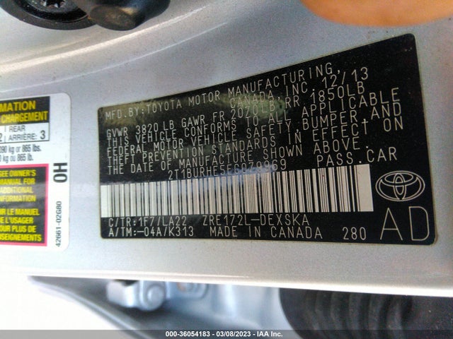 Toyota Corolla L/le/s/s Plus/le Plus 2014 2T1BURHE5EC079969 Image 10