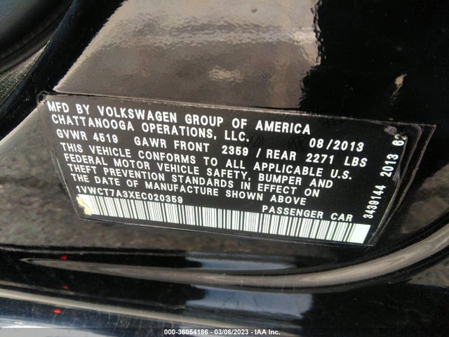 1VWCT7A3XEC020359 Volkswagen Passat Sel Premium