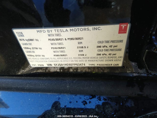 Tesla Model S P85d 2014 5YJSA1H28EFP63474 Image 9