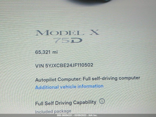 Tesla Model X 75d/100d/p100d 2018 5YJXCBE24JF110502 Image 11