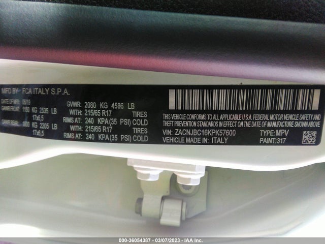 Jeep Renegade Trailhawk 2019 ZACNJBC16KPK57600 Image 9