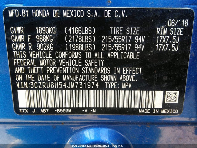 Honda HR-V EX 2018 3CZRU6H54JM731974 Image 9