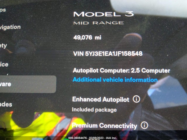 Tesla Model 3 Range Battery 2018 5YJ3E1EA1JF158548 Image 7