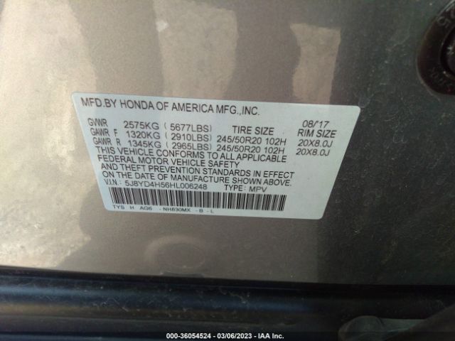 5J8YD4H56HL006248 Acura Mdx W/technology Pkg