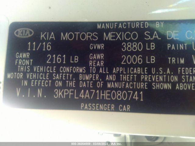 3KPFL4A71HE080741 KIA FORTE S
