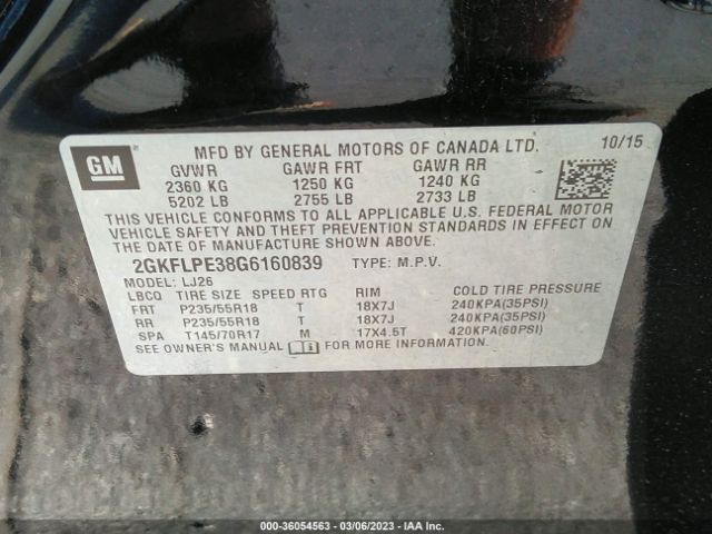 2GKFLPE38G6160839 GMC Terrain Slt