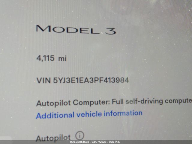 5YJ3E1EA3PF413984 Tesla MODEL 3