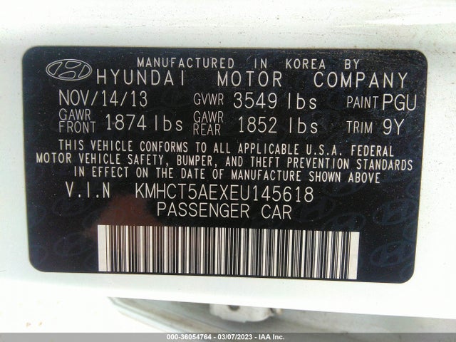 2014 HYUNDAI ACCENT GS VIN: KMHCT5AEXEU145618