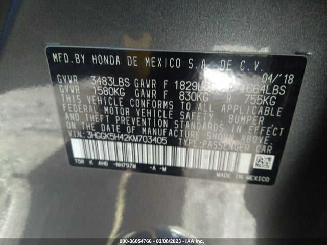 Honda FIT LX 2019 3HGGK5H42KM703405 Image 10