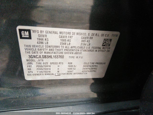 Chevrolet Trax Lt 2017 3GNCJLSB3HL163760 Image 9