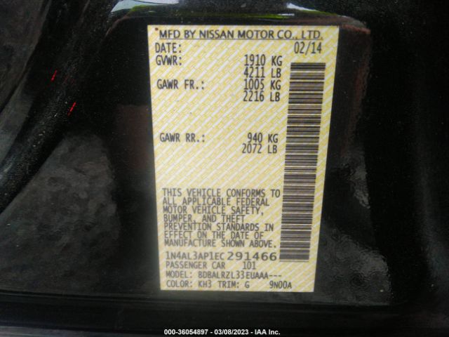 1N4AL3AP1EC291466 Nissan Altima 2.5 S