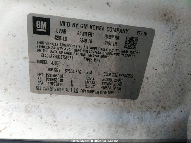 2016 Buick Encore, VIN: KL4CJASB0GB750571