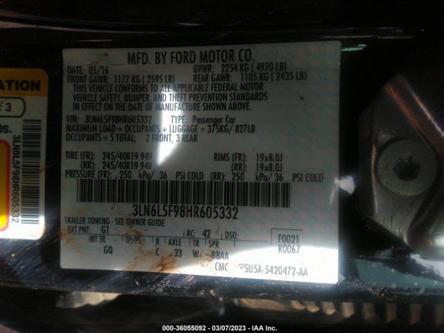 3LN6L5F98HR605332 Lincoln Mkz Reserve