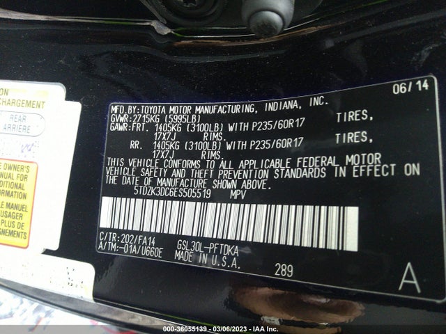 Toyota Sienna L 2014 5TDZK3DC6ES505519 Image 10