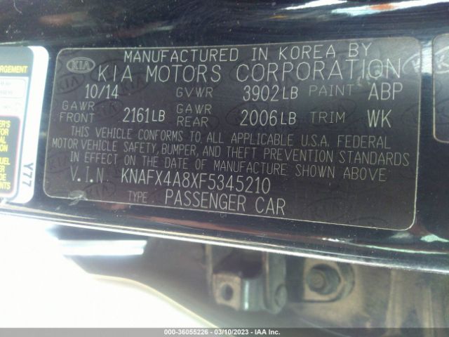 KNAFX4A8XF5345210 KIA FORTE EX